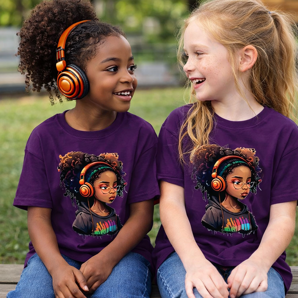 T-Shirt Décontracter Earphone - Mauve