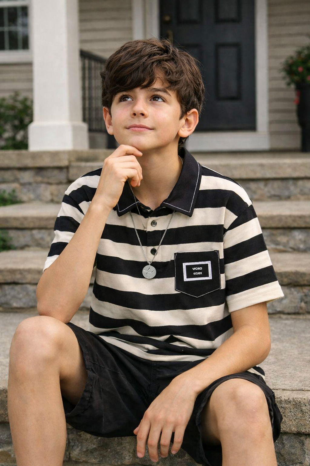 Polo Bande Blanc et Noir