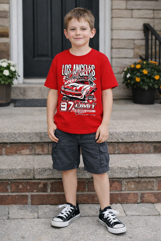 T-Shirt Voiture de Course Los Angeles - Rouge