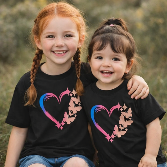 T-Shirt Coeur Papillion - Noir
