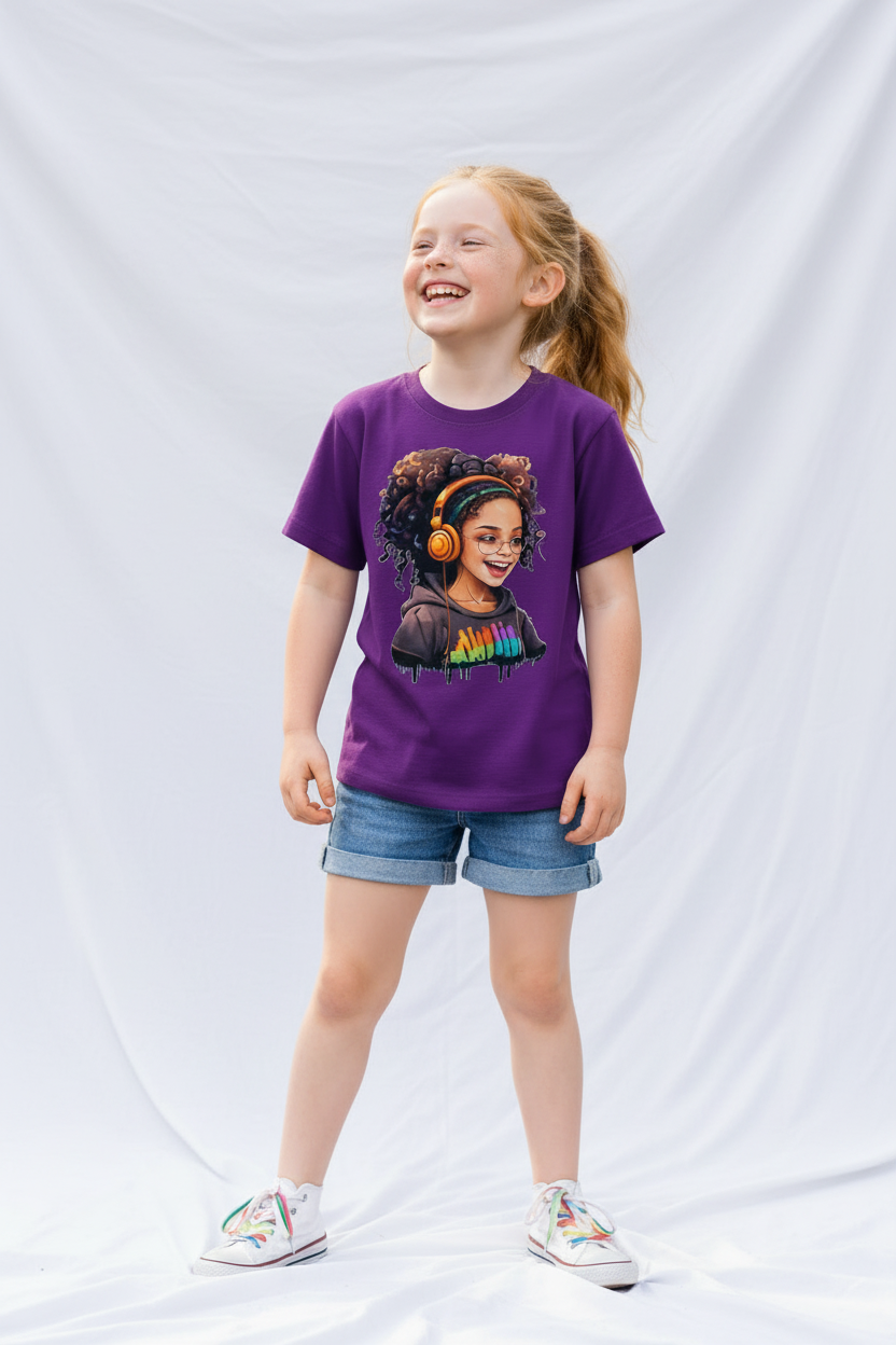 T-Shirt Décontracter Earphone - Mauve