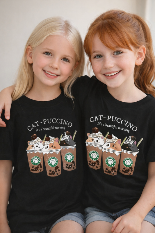 Chandail Manche Courte Cat-Puccino - Noir