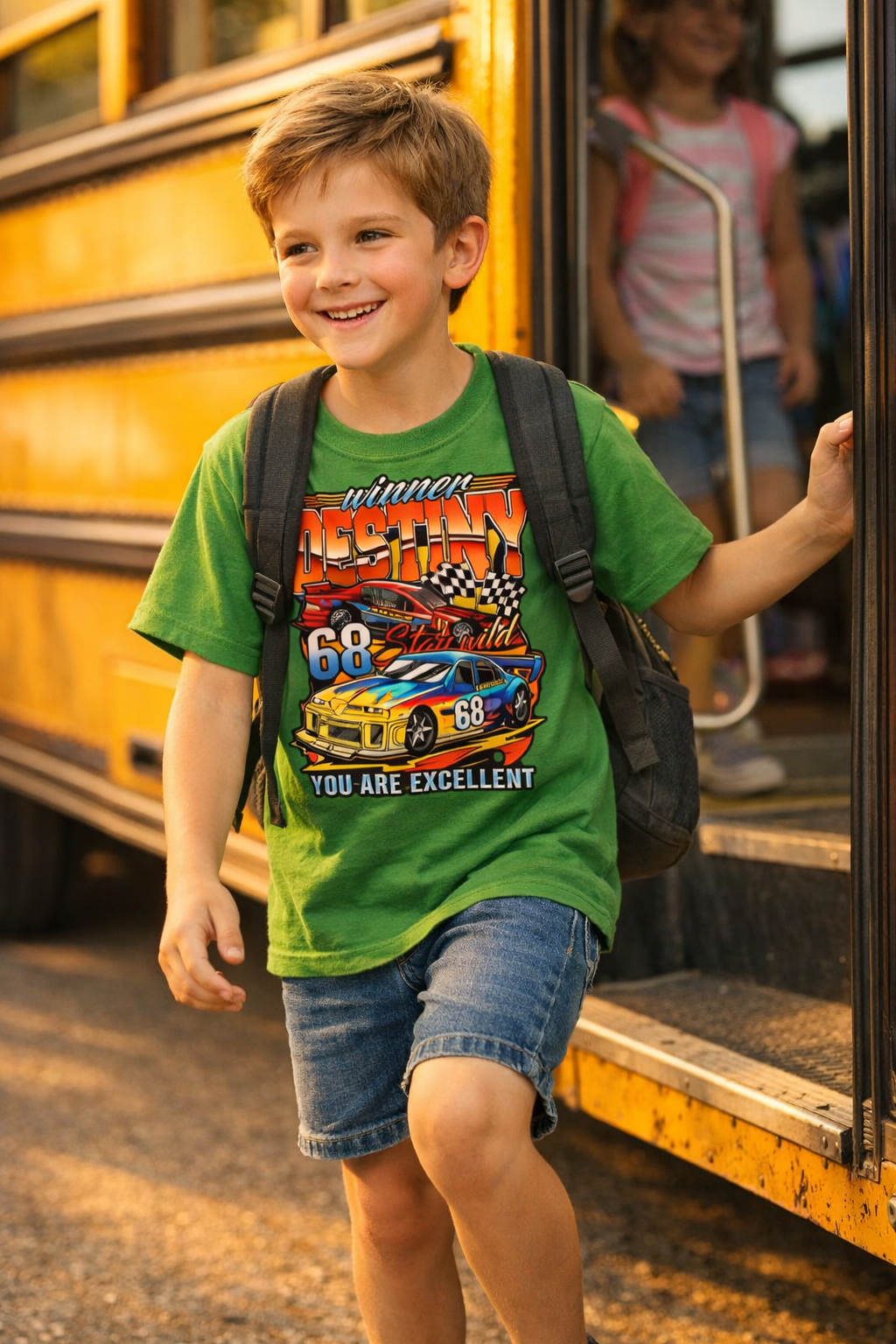 T-shirt Voiture de Course -Vert