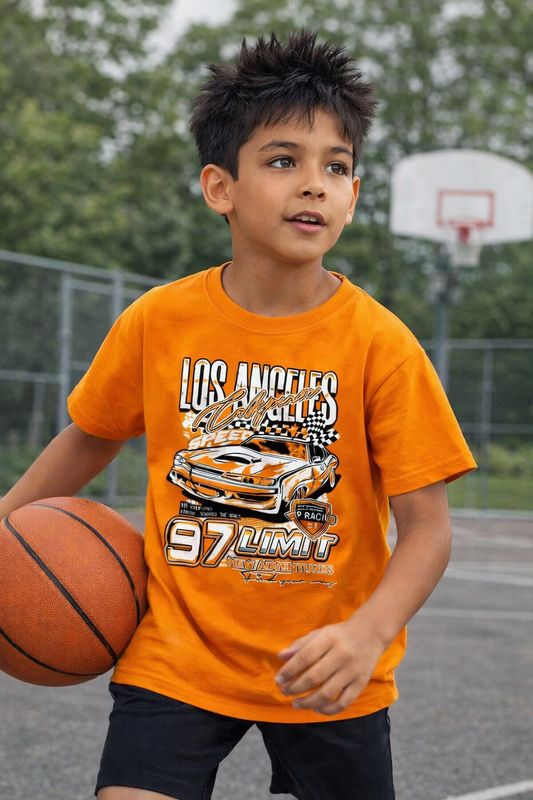 T-Shirt Voiture de Course Los Angeles - Orange