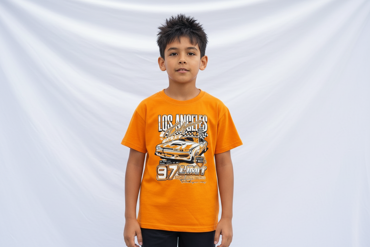 T-Shirt Voiture de Course Los Angeles - Orange