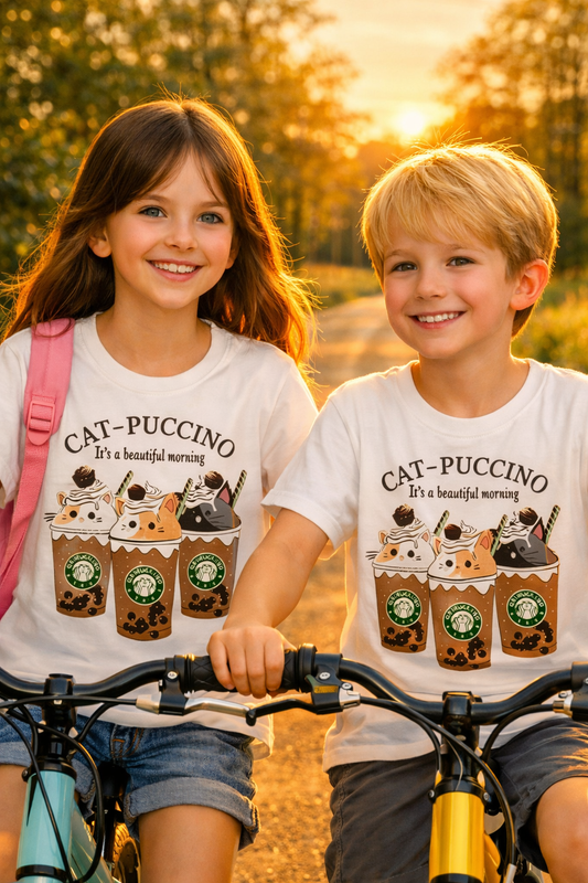 Chandail Manche Courte Cat-puccino - Blanc