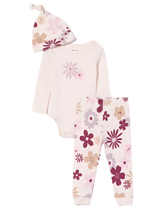 Ensemble pyjama 3 pièces Fleurs