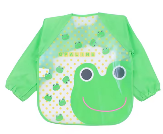Bavoirs imperméables à manches longues pour tout-petits - Modèle Grenouille Rigolotte - Verte