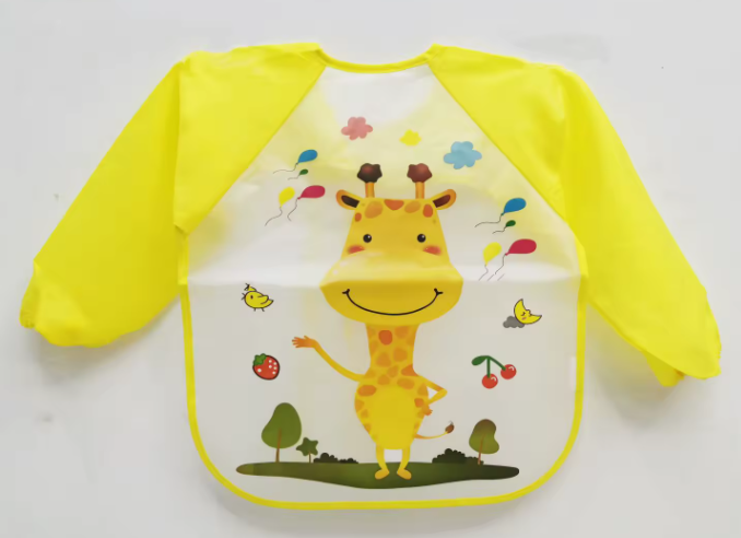Bavoirs imperméables à manches longues pour tout-petits - M Girafe - Jaune