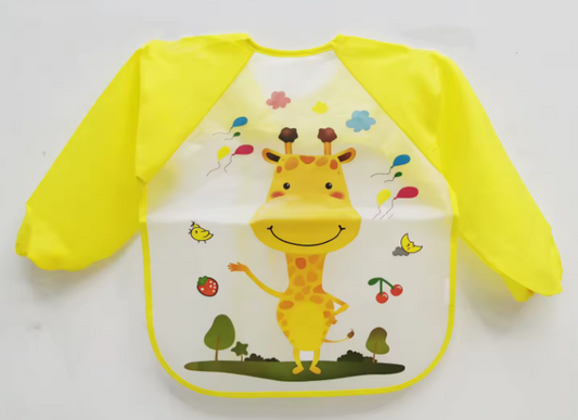 Bavoirs imperméables à manches longues pour tout-petits - M Girafe - Jaune