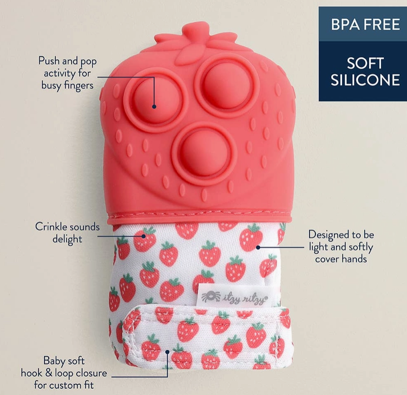 Gant de dentition Mitt Pop - Modèle Fraise