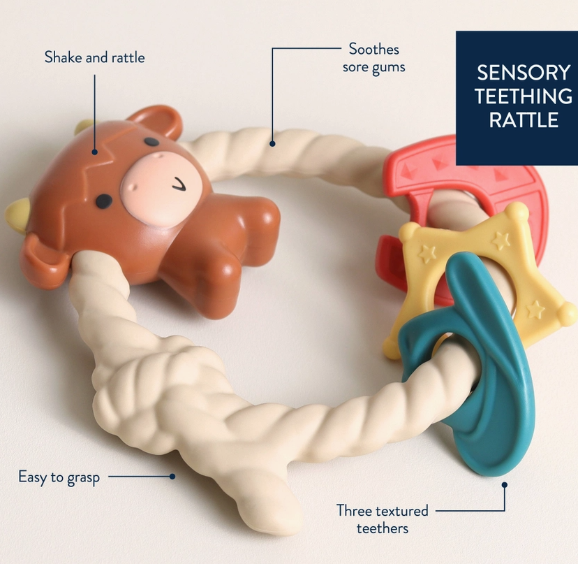 Hochets de dentition en silicone Ritzy Rattle - Modèle Vache Highland