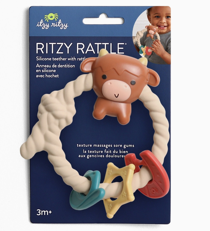 Hochets de dentition en silicone Ritzy Rattle - Modèle Vache Highland