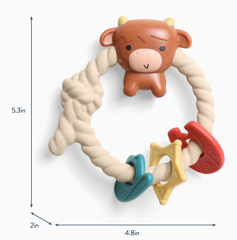 Hochets de dentition en silicone Ritzy Rattle - Modèle Vache Highland