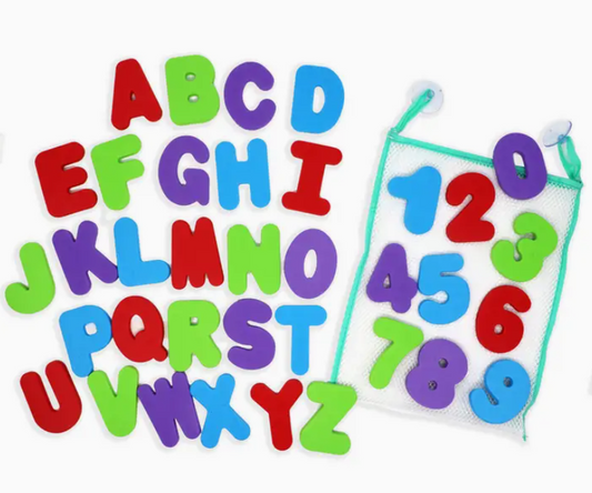 Lettres et chiffres pour le bain en mousse avec sac de rangement à ventouse