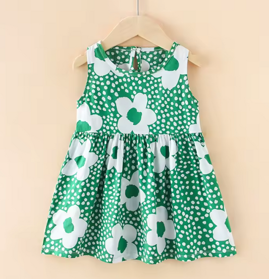 Robe Verte a Fleurs Dansantes