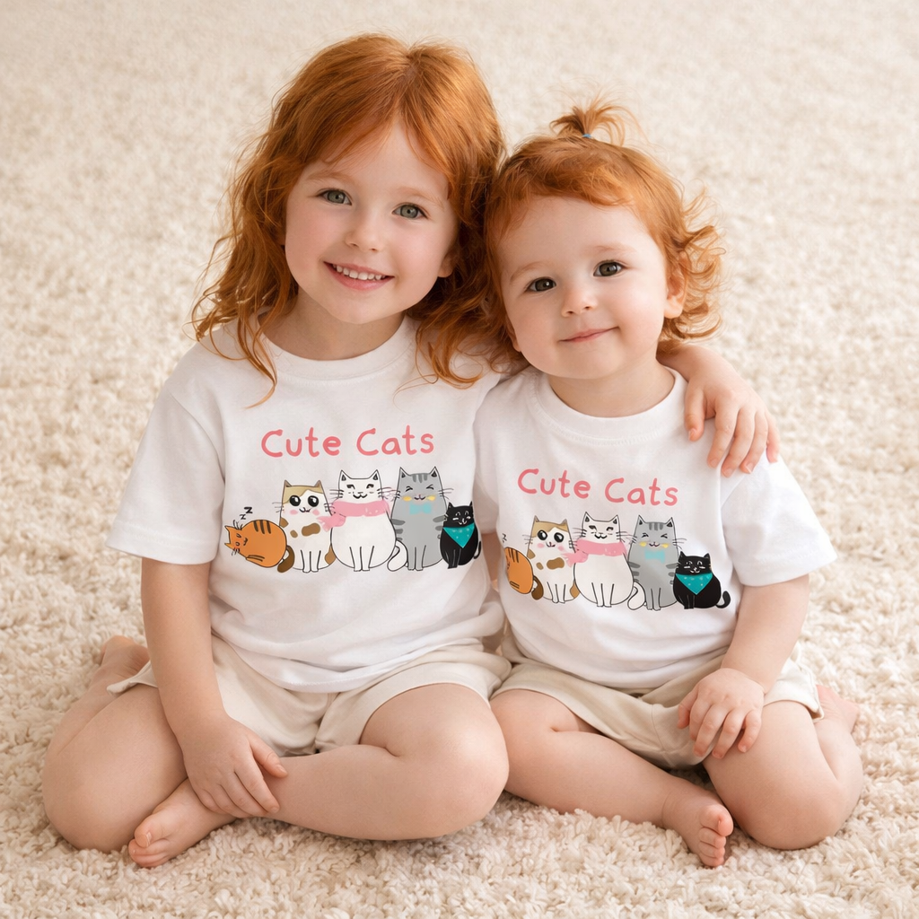 Chandail Manche Courte - Cute Friends Cats