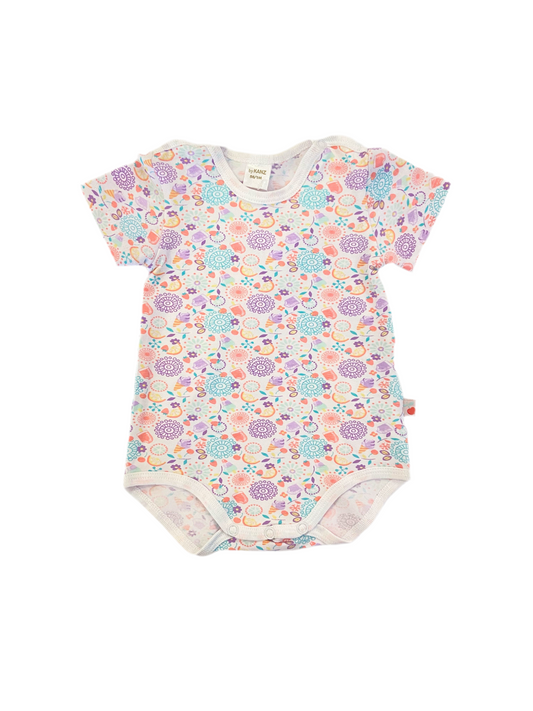 Barboteuse crème glacée, pop sicle et fleur, manche courte