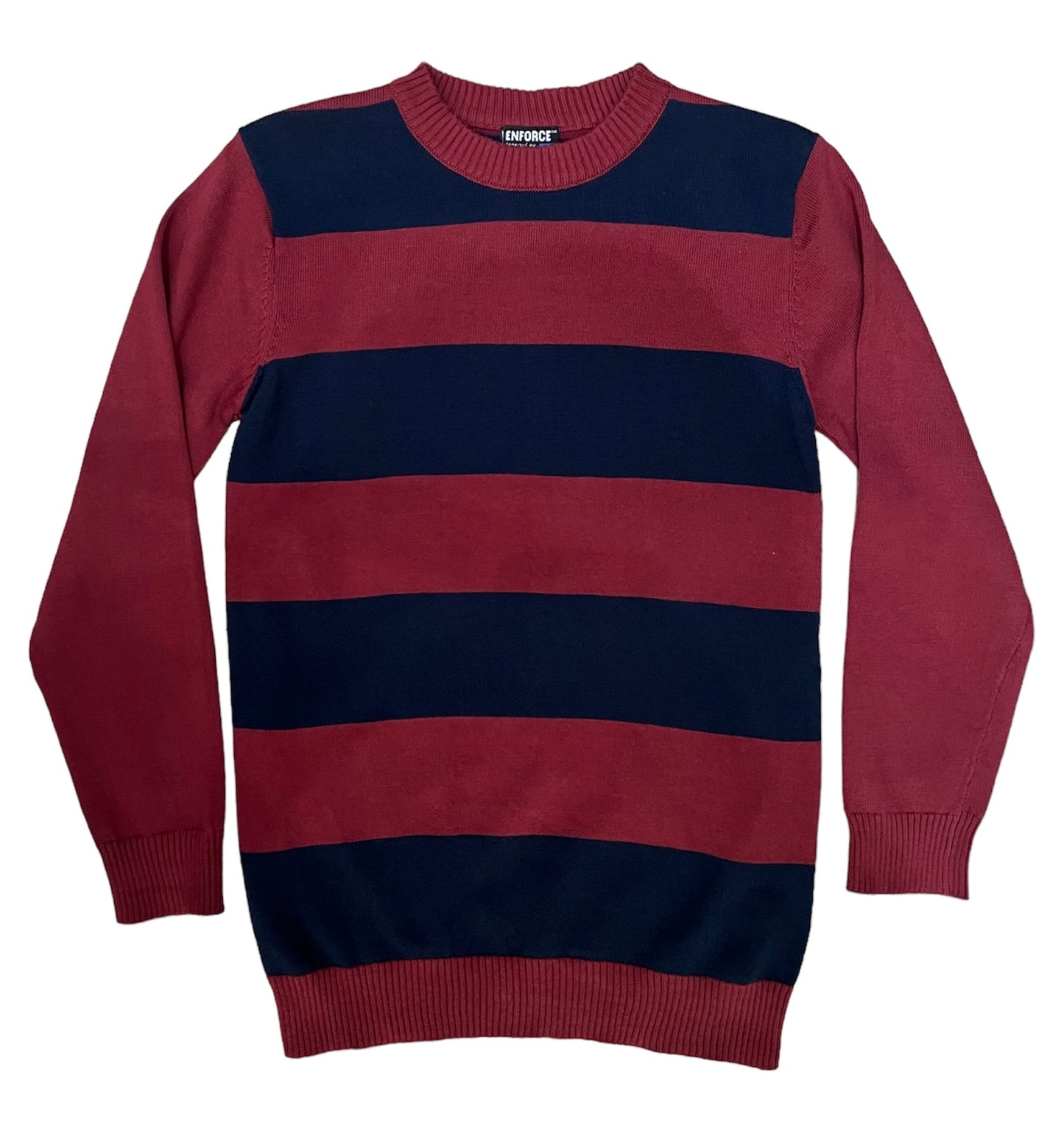 Tricot Crew Neck à rayures Bleu & Rouge