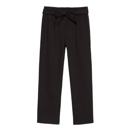 Pantalon uni à ceinture Noir