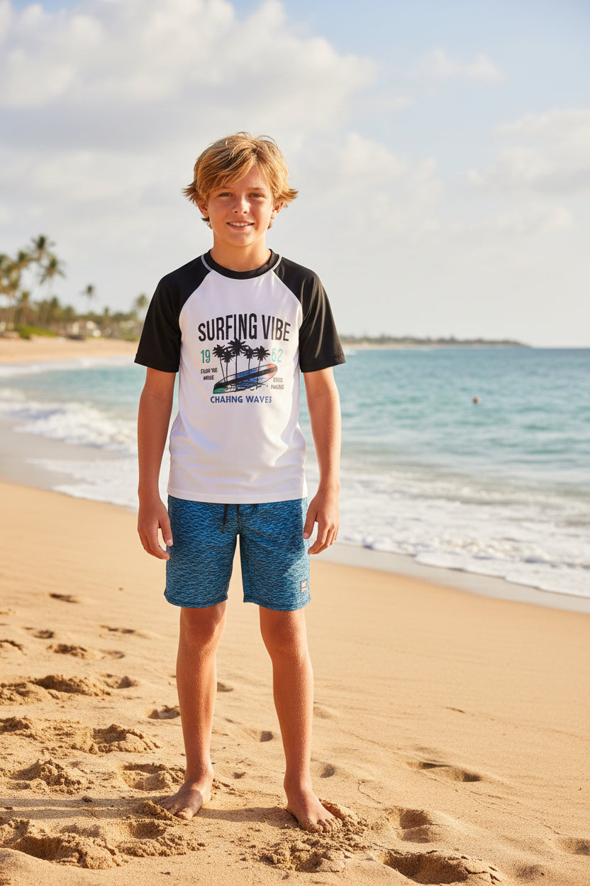 T-shirt protection UV / Haut de maillot imprimé surf