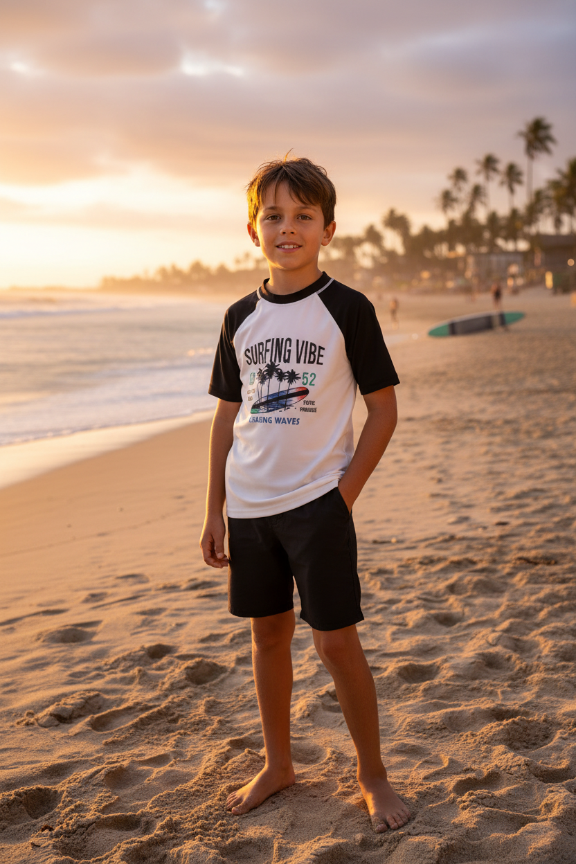 T-shirt protection UV / Haut de maillot imprimé surf