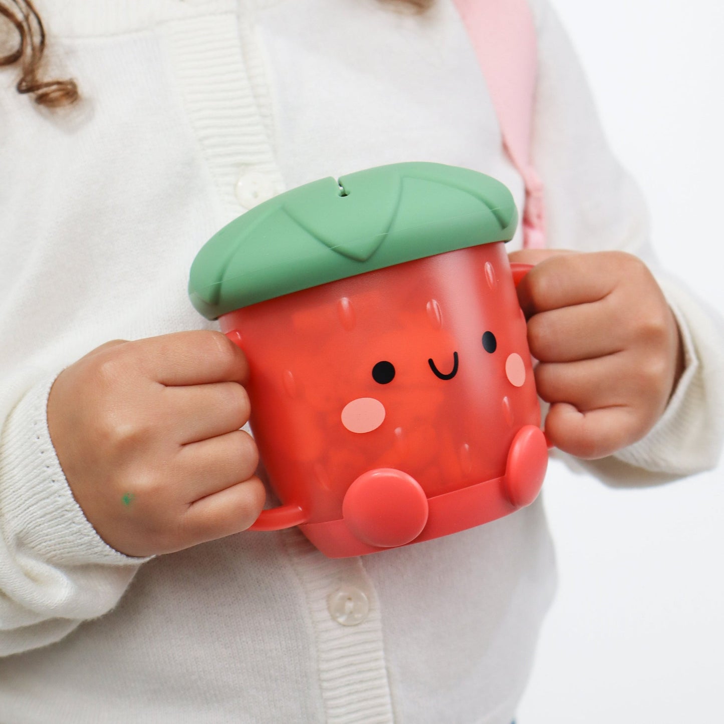 Gobelet à collation avec couvercle en silicone - Modèle fraise