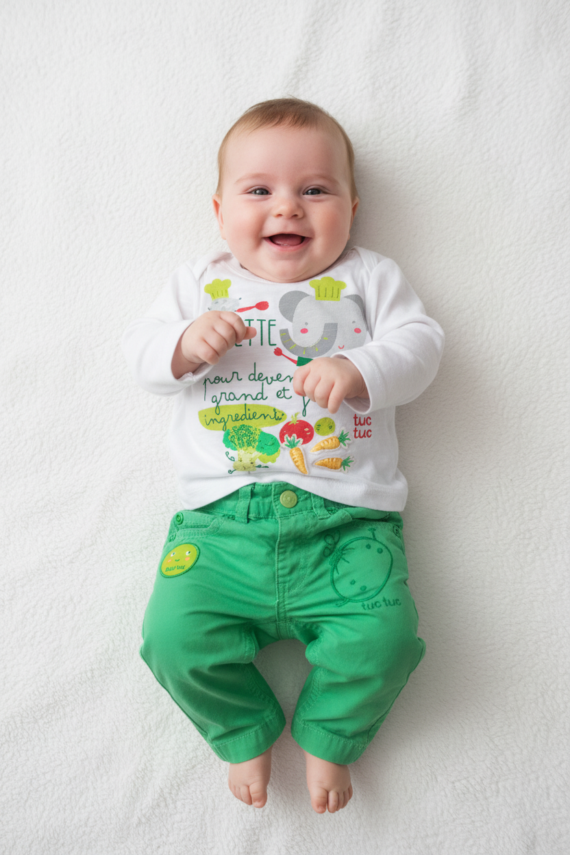 Ensemble bébé “Recette pour devenir grand et fort”