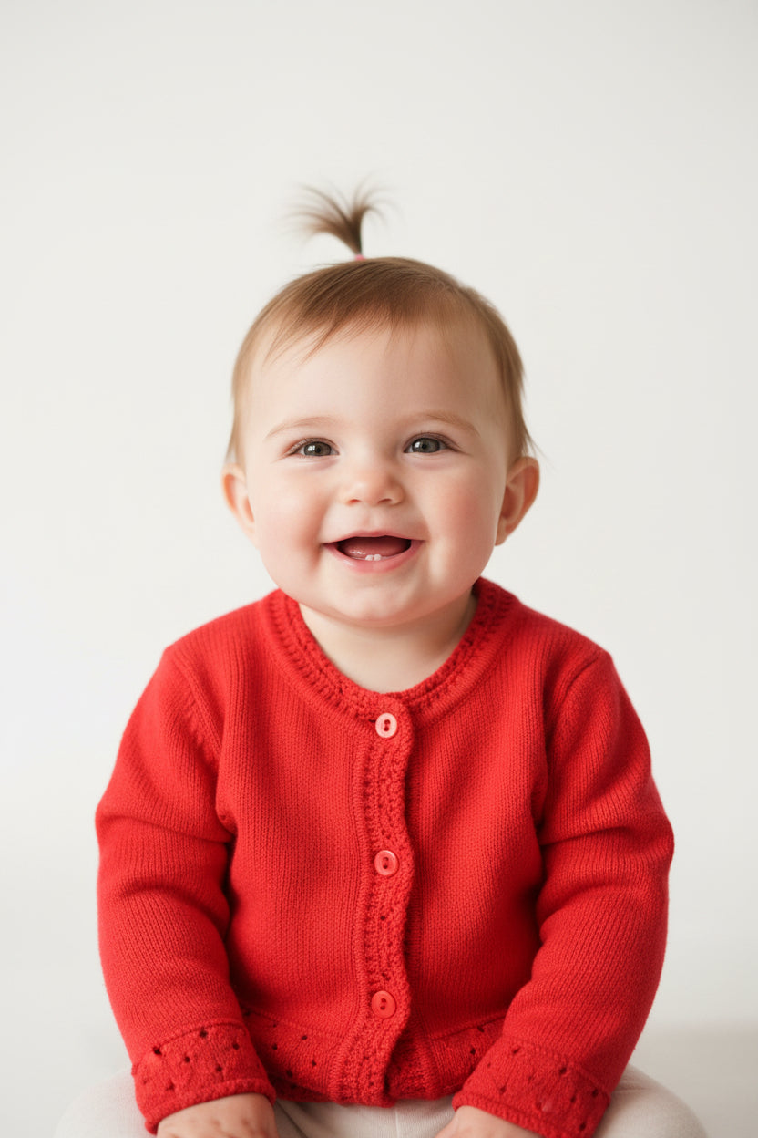 Cardigan tricoté rouge