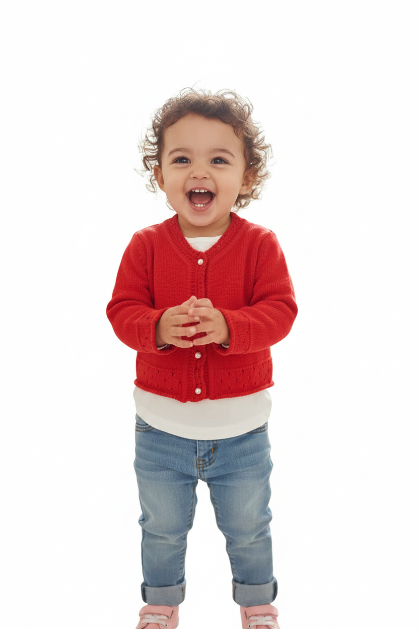 Cardigan tricoté rouge