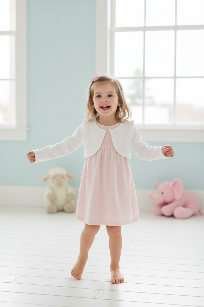 Cardigan blanche à col volanté, petit coeur au dos