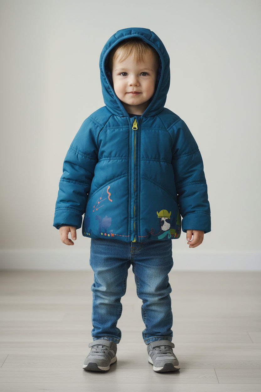Manteau d'hiver motif pingouin et bateau