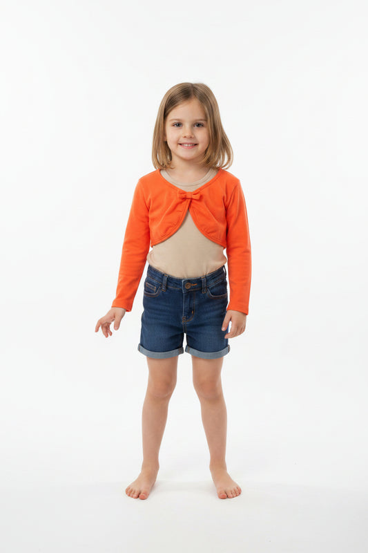 Cardigan orange à nœud