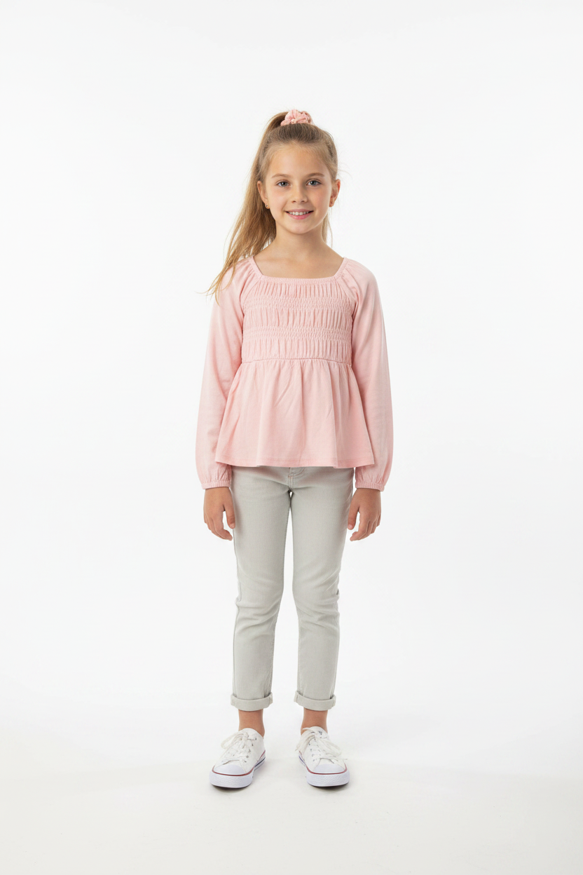Chandail rose à smocks