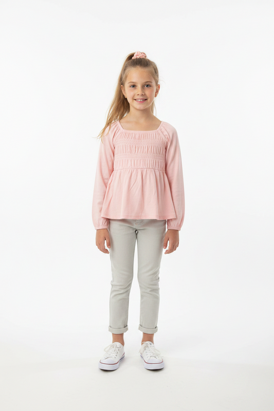 Chandail rose à smocks