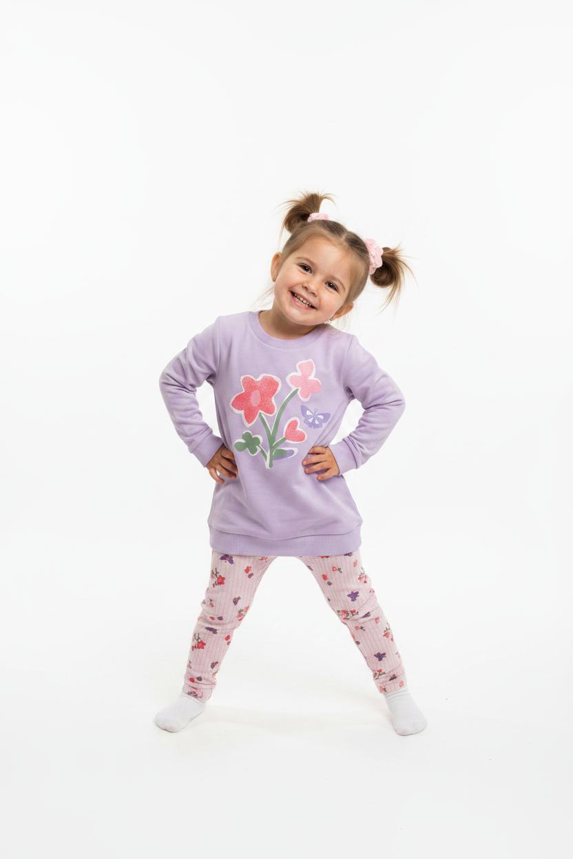 Ensemble fleuri lilas & rose
