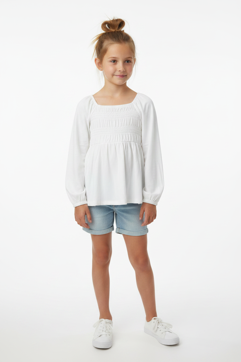 Chandail blanc à smocks