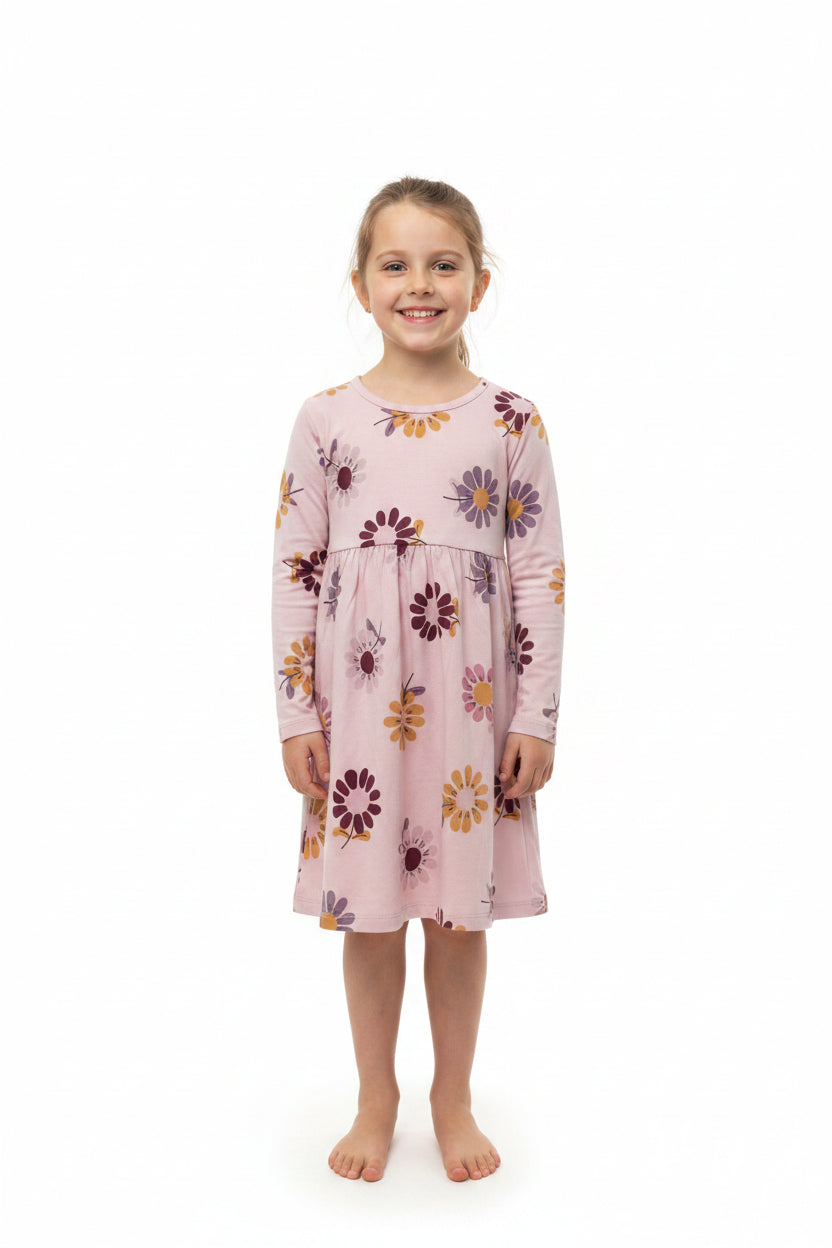 Robe Rose avec Fleurs automnale