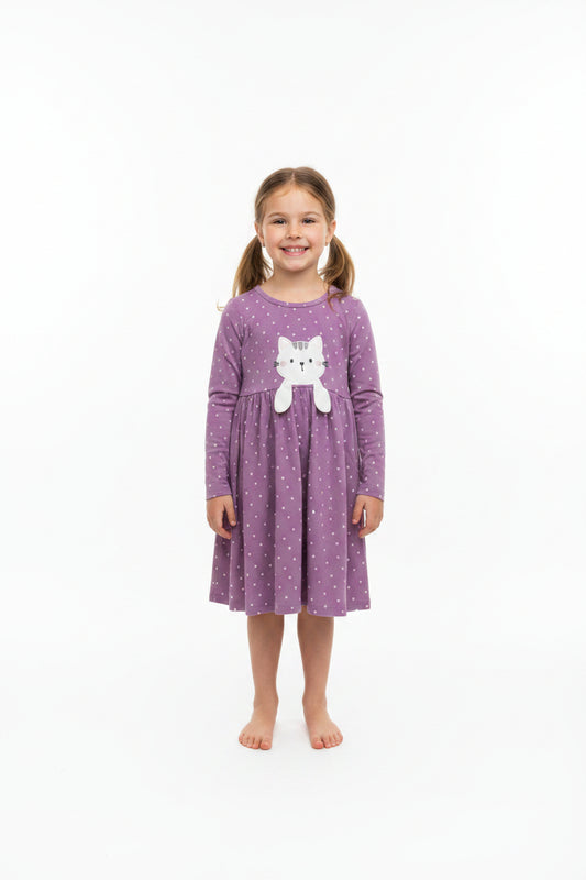 Robe Chaton a patte 3D + petit coeurs rose