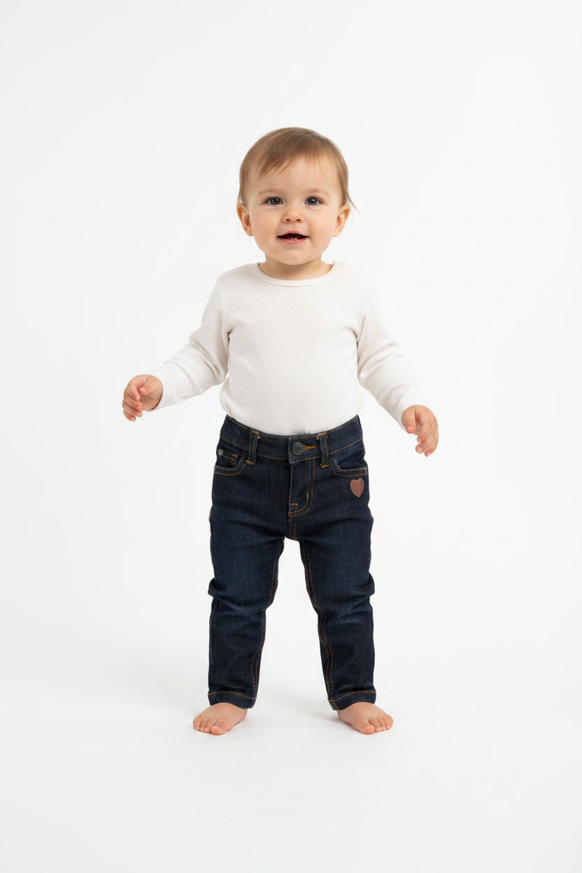 Jeans bleu foncé Petit coeur sophistiqué