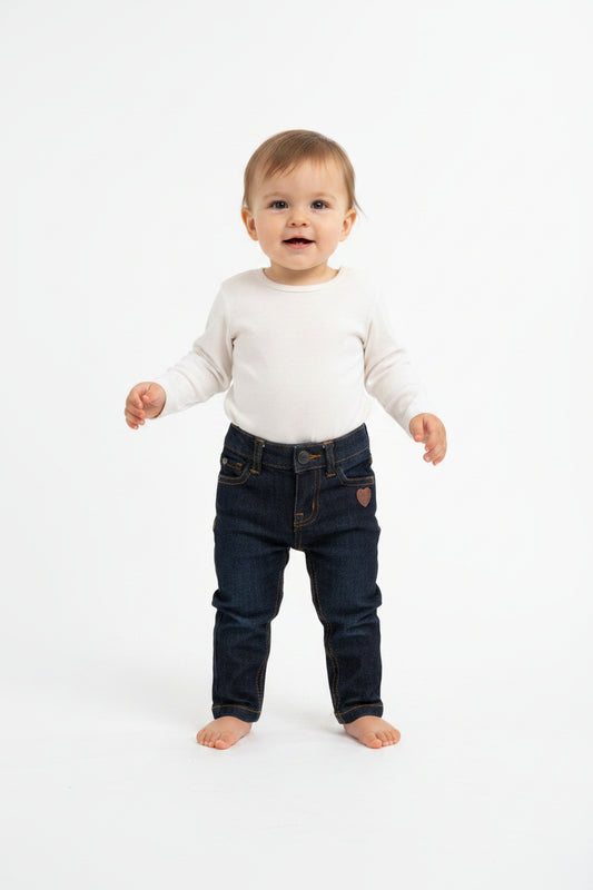 Jeans bleu foncé Petit coeur sophistiqué