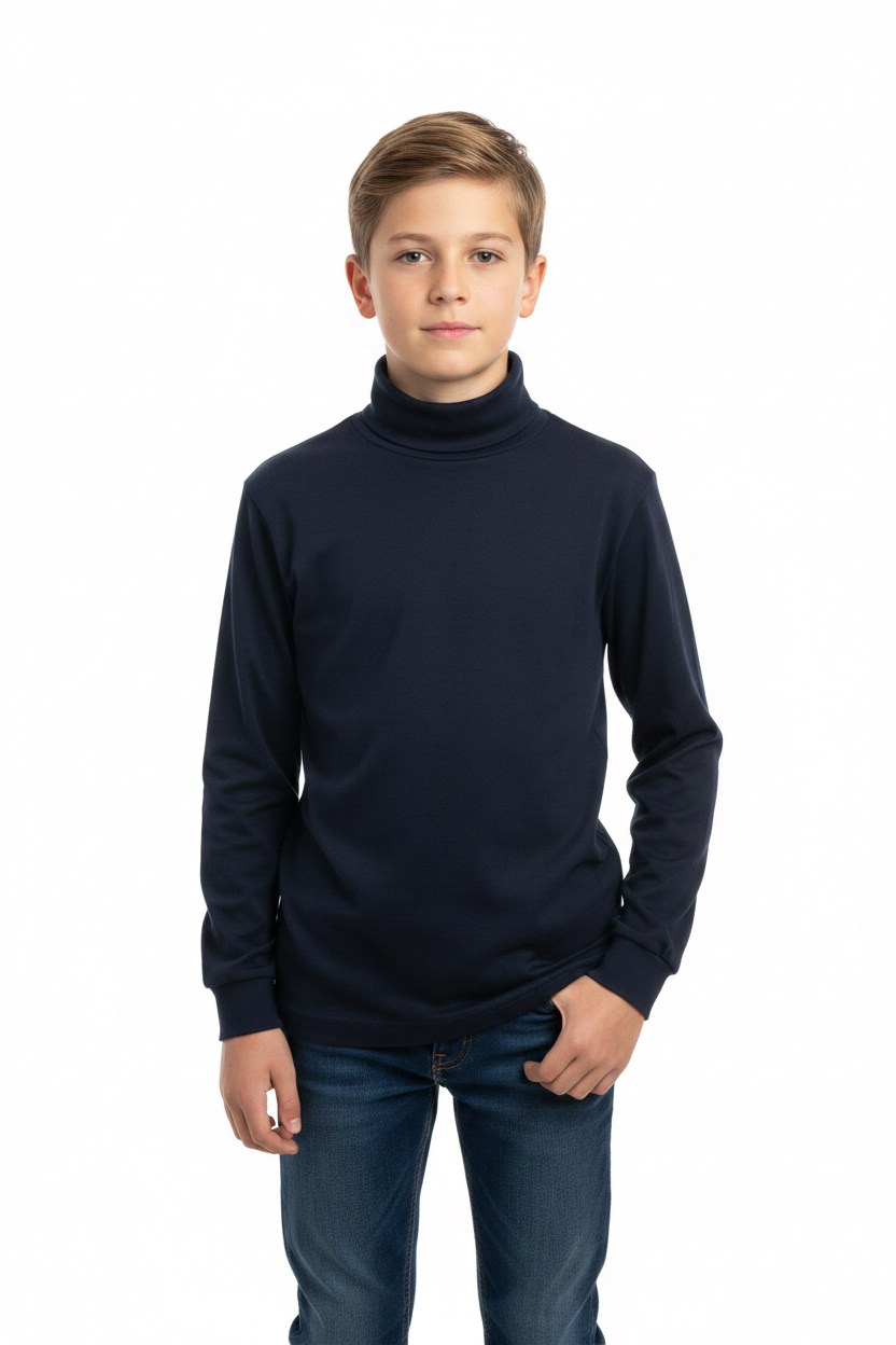 Pull Bleu Marin à Col Roulé