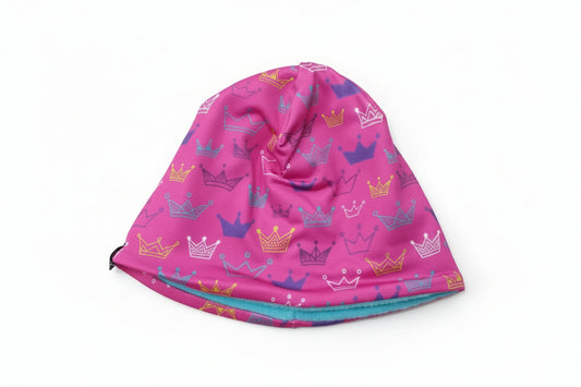 Tuque rose couronne multicolore