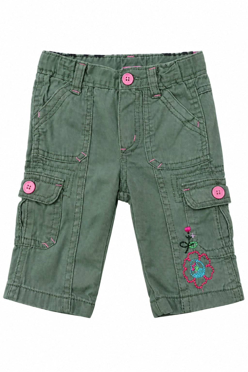 Pantalon vert broderie de fleurs