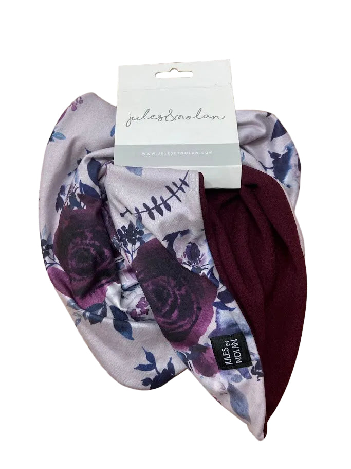 Cache cou doublé mauve floral mi-saison