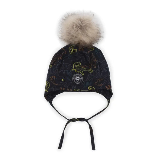 Tuque micropolaire avec oreilles DINO NOIR