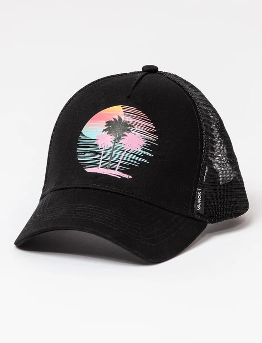 Casquette Vamos Noir avec Motif Palmier