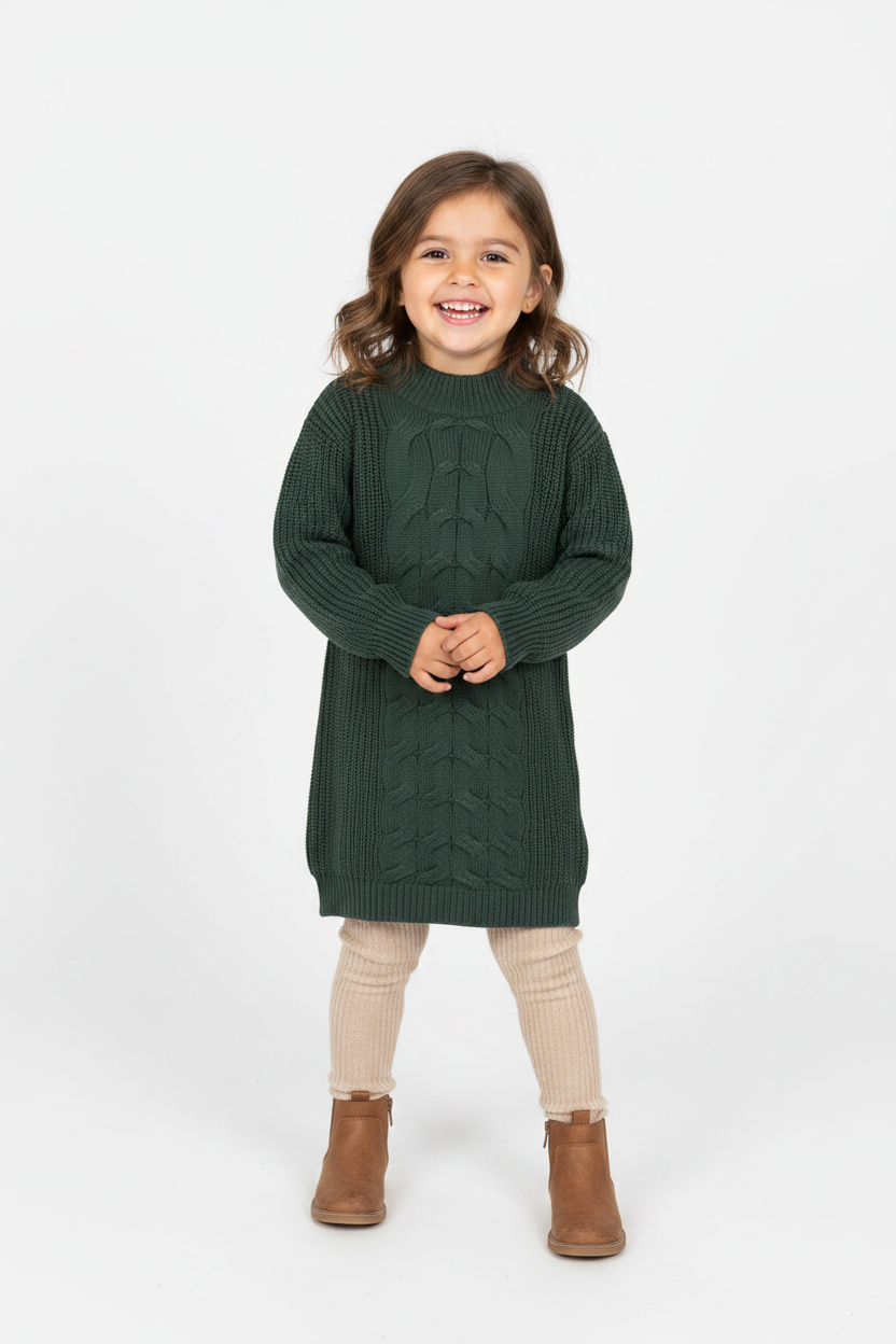 Robe tricot à maille Verte