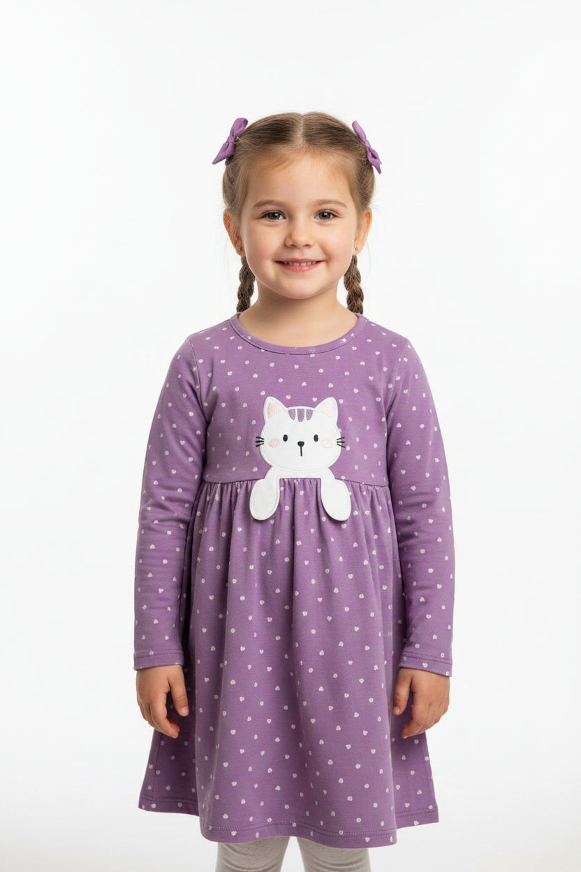 Robe Chaton a patte 3D + petit coeurs rose