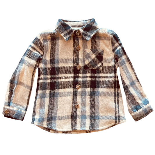 Chemise en flanelle à carreaux beige